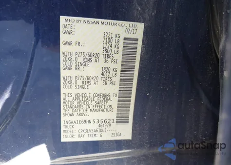 2017 Nissan Titan Sl from USA, damaged, VIN 1N6AA1E69HN535621